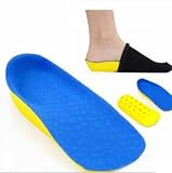 WSWS - Height Increase In-Sock (Blue/Yellow) Arch Support Height Increase Heel Lift Shoe Insert Pad (~ 2 to 2.5 cm) + Free WSWS Shoe Cleaning Cloth