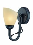 Lite Source LS-16571 Wavia Wall Lamp, Brushed Antique Gold with Light Amber Glass Shade