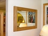 Yabbyou Large Solid Oak Mirror Bevelled Glass 115x60cm