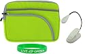 Non-OEM Amazon Kindle DX 9.7 Tri-Pocket Sleeve Case with Clip-on Reading Lights - Neon