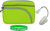 Non-OEM Amazon Kindle DX 9.7 Tri-Pocket Sleeve Case with Clip-on Reading Lights - Neon