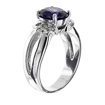 Size 8 Round Amethyst & Cz Sterling Silver Jewelry Fashion Ring