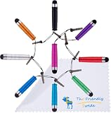 Bundle of 9 Colorful Short Stylus Universal Touch Screen Pen for Kindle Fire Ipad 1 2 3 Ipod Iphone 4 4S 3g 3gs Motorola Xoom Samsung Galaxy Tab 8.9 10.1, Blackberry Playbook HTC Flyer Evo View Tablet Sony Playstation PS VITA - With The Friendly Swede® Microfiber Cloth and Retail Packaging