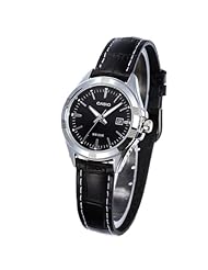 Casio Womens LTP1308L-1AV Black Leather Quartz Watch with Black Dial