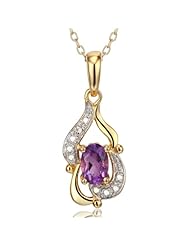 18k Gold Over Sterling Silver African Amethyst and Diamond Accent Royal Pendant