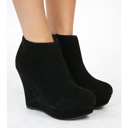 Ladies Wedge Shoes Suede Womens Ankle Wedges Platform Boots Size 3 4 5 6 7 8