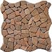 Tan Flat Pebble Cracked Joints Pattern Mesh-Mounted Marble Mosaic Tiles
