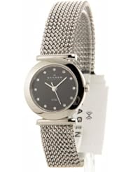 Skagen Womens 107SSSB1 Quartz Swarovski Crystals on Black Dial Stainless Steel Watch