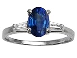 1.18 cts Genuine Sapphire and Diamond Engagement Ring - 14kt White or Yellow Gold
