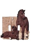 Brown Horse Double Switch Plate Cover