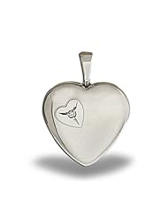 Sterling Silver Heart with Cubic Zirconia Locket 1/2 inch x 1/2 inch