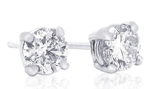 MyTreasurez 3/4  carats de diamants boucles d'oreilles-14kt blanc d'or
