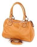 Sac cabas italien maniable en cuir marron avec bandouli&egrave;re