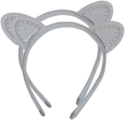 Miss Kitty Ariana Leather Stud Cat Ear Headwear Headband - Silver