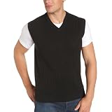 Nautica Men's Solid Cable Sweater Vest, Black, Large