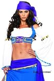 Leg Avenue Women's Seductive Gypsy Costume, Blue/White, Medium/Large