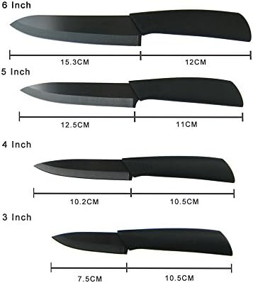 High Quality Black Blade Ceramic Knife Set Chef Kitchen Knives 3" 4" 5" 6" + Peeler + Holder Ceramic Knife 6 Pieces Set