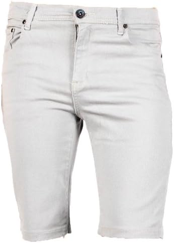 VII Souls Men's Skinny Fit Denim Shorts-30-Grey