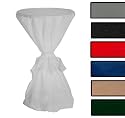 Stehtisch Husse, Überwurf mit extra Schleifenband aus stoffähnlichem Vlies (Farbe & Durchmesser nach Wahl), weiß, 60-70cmØ, Öko-Tex 100 zertifiziert, ideal für jede Party, Catering, Vereinsfeier, Hochzeit, Geburtstagsfeier, Event