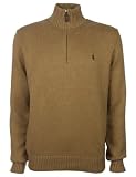 Ralph Lauren - Pull hommes - col zippé - Marron clair