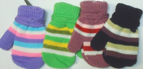 Mglv236 Set of Four Pairs of Multicolor Magic Mittens for Infants Ages 3-12 Months