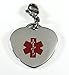 Max Petals - Warfarin Medical Alert ID Stainless Steel Heart Shaped Charm Pendant with Lobster Clasp