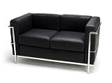 Corbusier 2 seater sofa in black full grain Italian leather