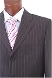 Men's Single Breasted 3 Button Brown Pinstripe Super 150's Dress Suit