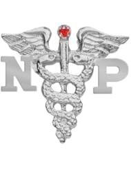 NursingPin - Nurse Practitioner NP Nursing Pin with Ruby in Silver