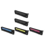 Set Of (5) Cartridges - (2) Black (1)Cyan (1) Magenta (1) Yellow - High Quality Compatible Toner Replaces HP CB540A, CB541A, CB542A and CB543A For Use With HP LaserJet CM1300m CM1312nfi, CP1215, CP1217, CP1515n and CP1518ni Printers ~ Ink-Tank