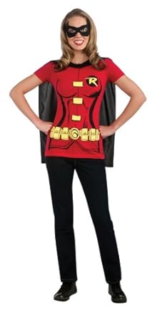 Rubie's Costume Co Women's Dc Comics Robin T-Shirt With Cape And Eye Mask