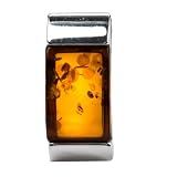 Baltic Honey Amber and Sterling Silver Small Rectangular Slider