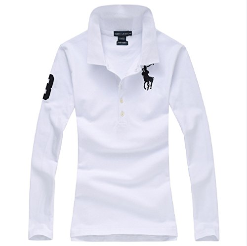 Polo Ralph Lauren ポロラルフローレン ポロシャツ レディース 長袖 tシャツ コットン トップス 無地 [並行輸入品]