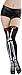 ToBeInStyle Women’s Spooky Skeleton Leg Bones Print Thigh High Stockings w/Rose