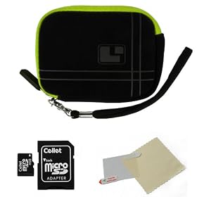 GREEN Aero Bumb Travel Protection Slim Soft Micro-Suede Cover Carrying Sleeve Case Smart Design with Extra Accessory Pocket For Sony Alpha Series NEX-5 / NEX-C3 Point And Shoot Digital Camera + Includes a 4GB Micro SD Card with SD Adaptor + Includes a Universal Anti-Glare Screen Protector Guard