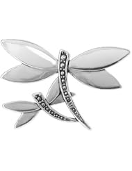 Sterling Silver Twin Dragonflies 30mm x 43mm Pin