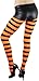 ToBeInStyle Women's Full Footed Wide Striped Tights - Black And Orange- One Size Regular