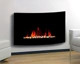 Large 2kW Black Curved Glass Screen Wall Mounted Fireplace...