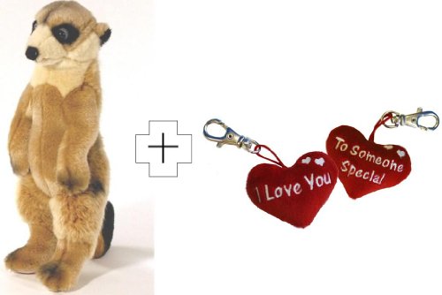 Deluxe Meerkat 24cm + Heart Keyring *One Keyring Supply*