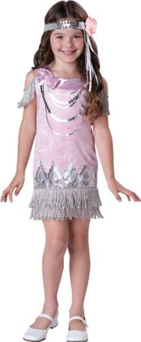 Girl'S Costume: Fancy Flapper - Medium *** Product Description: Pink Dress Detailed With Fringe And Printed Jewelry. Comes With Sequined Flower Headpiece. Girl'S Size 8. ***