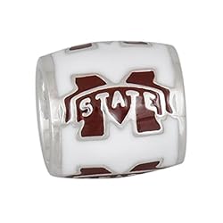 Teagan Collection Mississippi State Bulldogs Maroon M on White Bead
