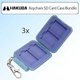 Hakuba DMSP-SD4 Polypropylene Media Storage Case for 4-SD Cards with Key Chain Bundle of 3