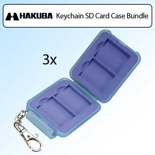 Hakuba DMSP-SD4 Polypropylene Media Storage Case for 4-SD Cards with Key Chain Bundle of 3