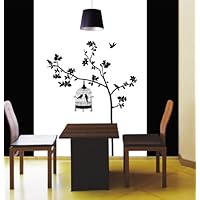 Instant Home/Wall Reusable Decal Stickers - Parisian Spring Bird in Tree Silhouette