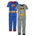 Boys' Sleepwear Batman/Superman Blue/Grey 4 pc Short-Sleeve Pajama Set