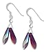STERLING SILVER PURPLE DOUBLE GLASS SPEAR EARRINGS title=