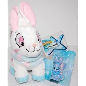 Neopets Striped Cybunny Plush and Figure with Keyquest Code