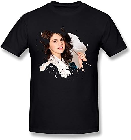 Selena Gomez Mens Shirts,Black Crew Neck Tee Size M