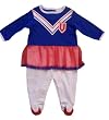 Newborn Girls Baby Cheerleader Footed Coverall with Headband