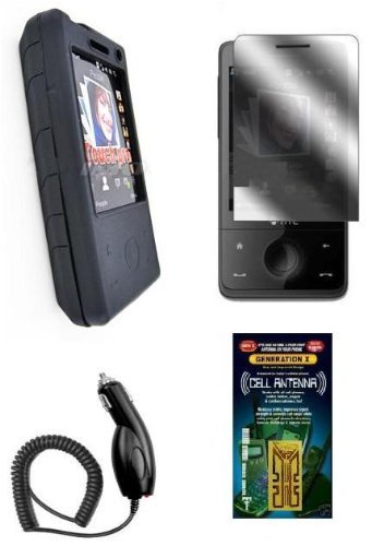 Cell Phone Accessories Bundle for HTC FUZE Touch Pro (GSM) (Includes; Black Silicone Rubber Soft Case, Rapid Car Charger, Custom Full Screen Protector, Generation X Antenna Booster)